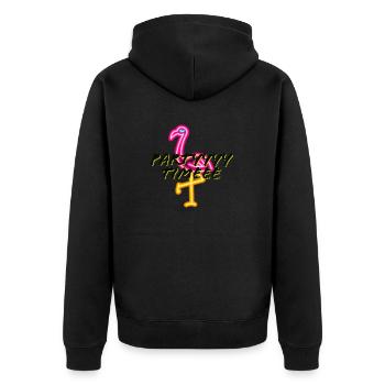 Party time - Unisex Premium Bio Zip Hoodie - Schwarz - Hinten - Nico (187cm)