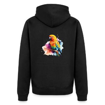 Papagei Bunte Exotische Kunst - Unisex Premium Bio Zip Hoodie - Schwarz - Hinten - Nico (187cm)