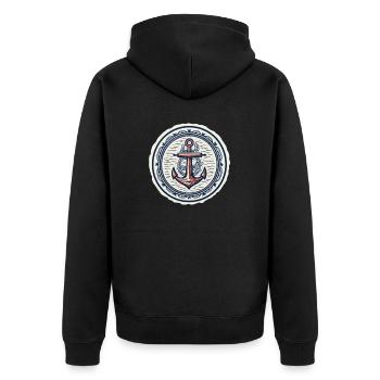 Anchor logo, nautical - Unisex Premium Organic Zip Hoodie - black - Back - Nico (187cm)