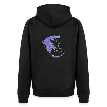 "Map", Boho Line Art Design, Series "Greece" - Unisex Premium Organic Zip Hoodie - black - Back - Nico (187cm)