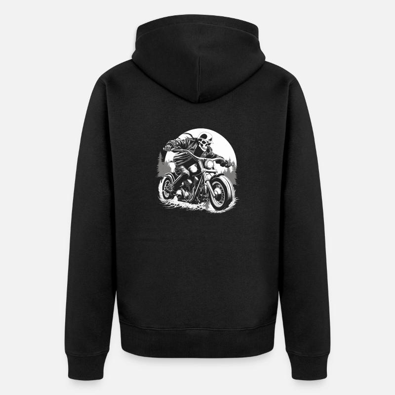 Fahrt mit dem Mond - Unisex Premium Bio Zip Hoodie - Schwarz