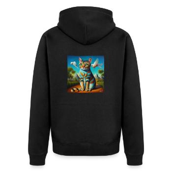 Portrait surréaliste d’un chat - Veste à capuche bio Premium Unisexe - noir - Dos - Nico (187cm)