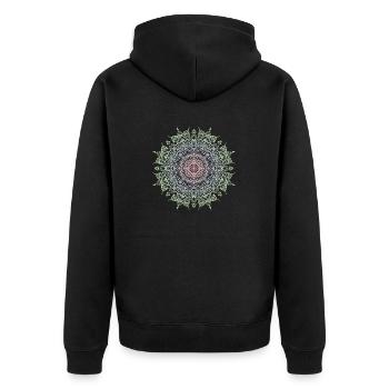 Mandala - Unisex Premium Bio Zip Hoodie - Schwarz - Hinten - Nico (187cm)