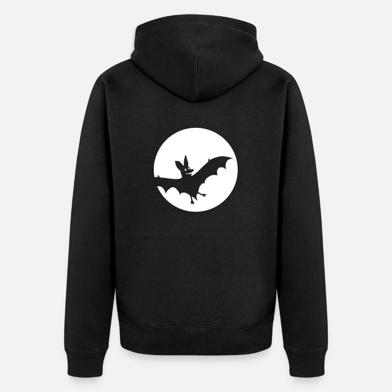 Fledermausmond - Unisex Premium Bio Zip Hoodie - Schwarz