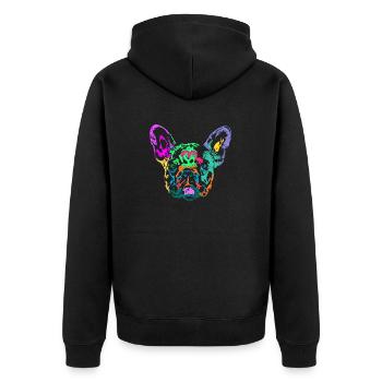 multicolored french bulldog - Unisex Premium Organic Zip Hoodie - black - Back - Nico (187cm)