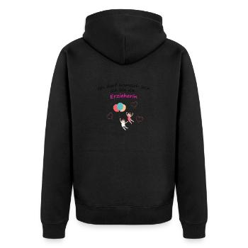 Erzieherin - Unisex Premium Bio Zip Hoodie - Schwarz - Hinten - Nico (187cm)