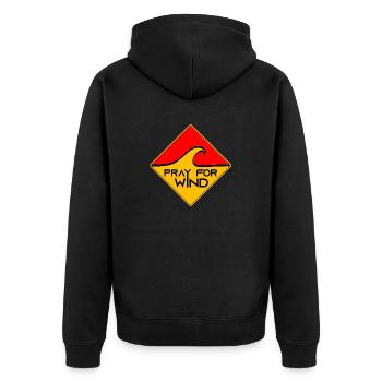 Pray for wind - Unisex Premium Bio Zip Hoodie - Schwarz - Hinten - Nico (187cm)