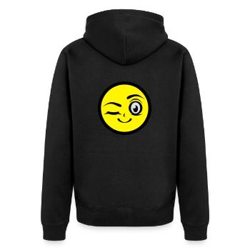 fille clin oeil sourire smiley - Veste à capuche bio Premium Unisexe - noir - Dos - Nico (187cm)