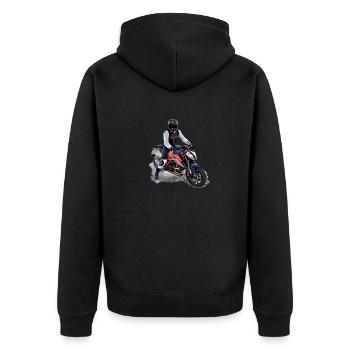 Poster Motorcyclist - Unisex Premium Organic Zip Hoodie - black - Back - Nico (187cm)