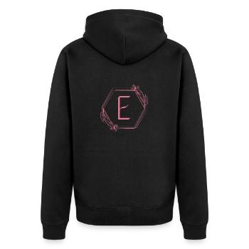Letter E - Unisex Premium Organic Zip Hoodie - black - Back - Nico (187cm)