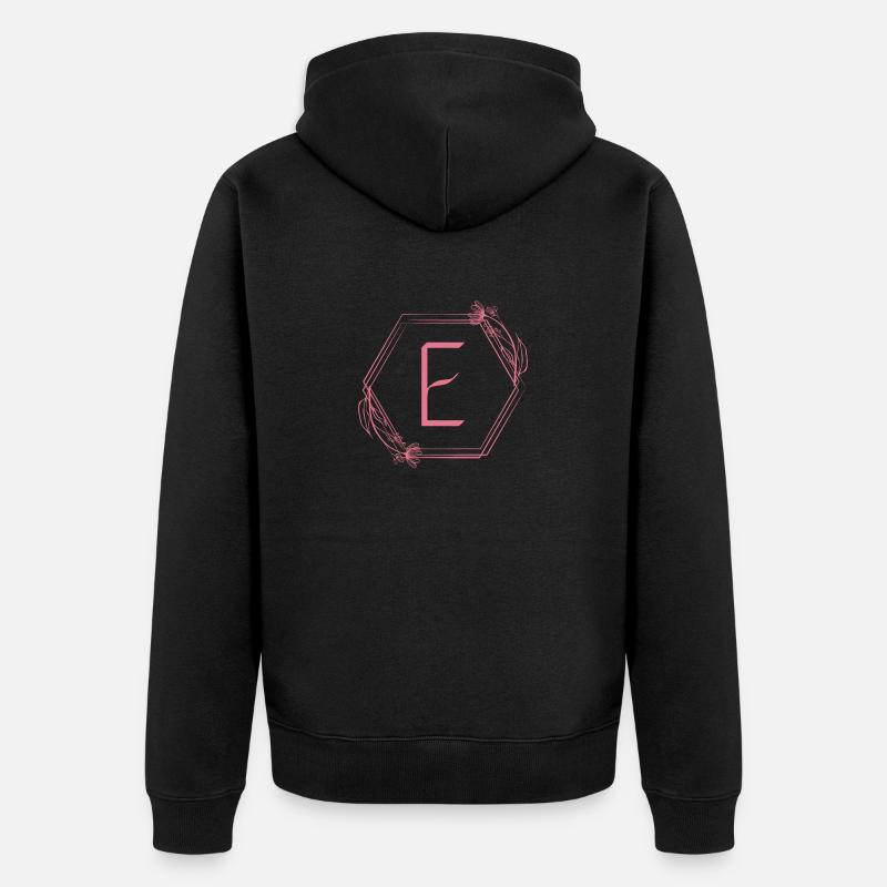 Buchstabe E - Unisex Premium Bio Zip Hoodie - Schwarz