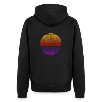 Sonnenuntergang Vintage - Unisex Premium Bio Zip Hoodie - Schwarz - Hinten - Nico (187cm)