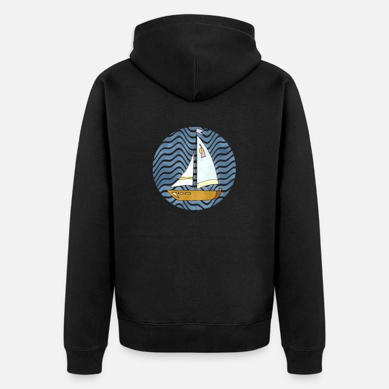 Segelboot - Unisex Premium Bio Zip Hoodie - Schwarz