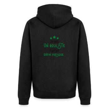Je suis bouliste parfait enfin presque - Veste à capuche bio Premium Unisexe - noir - Dos - Nico (187cm)