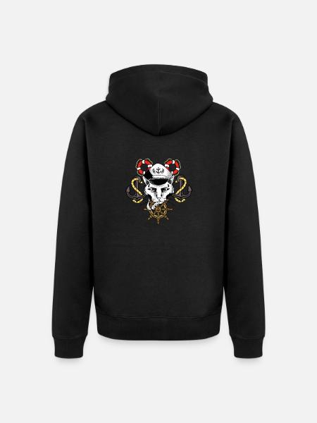 Sailor Cat Ancher - Unisex Premium Organic Zip Hoodie - black