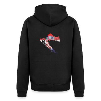Kroatien Kroatisch Hrvatska Kroaten Kroaten Kroaten - Unisex Premium Bio Zip Hoodie - Schwarz - Hinten - Nico (187cm)