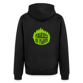 Powered by plants - Unisex Premium Organic Zip Hoodie - black - Back - Nico (187cm)