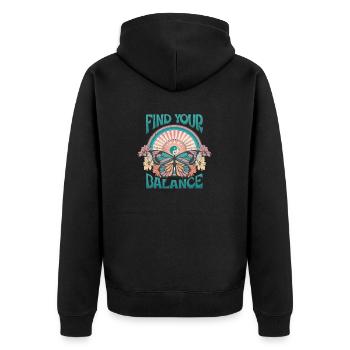 Find your Balance Butterfly Hippie - Unisex Premium Organic Zip Hoodie - black - Back - Nico (187cm)
