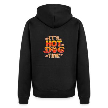 It´s Hot Dog Time - Unisex Premium Bio Zip Hoodie - Schwarz - Hinten - Nico (187cm)