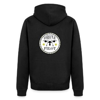 Drohnen Pilot - Drohnenflieger 1 mit Sternchen - Unisex Premium Bio Zip Hoodie - Schwarz - Hinten - Nico (187cm)