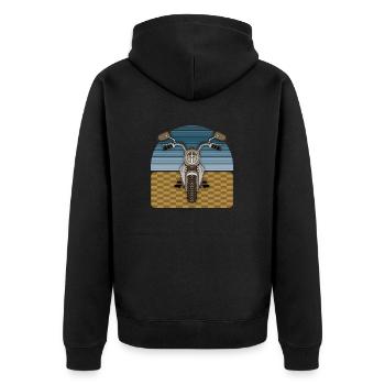 Motorrad - Unisex Premium Bio Zip Hoodie - Schwarz - Hinten - Nico (187cm)
