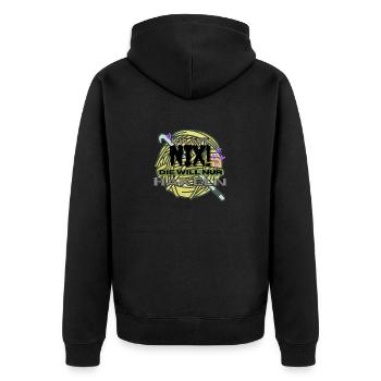 Die Tut Nix Die Will Nur Häkeln Gelb Lila Garn - Unisex Premium Bio Zip Hoodie - Schwarz - Hinten - Nico (187cm)