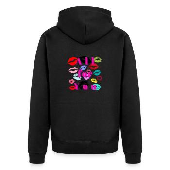 All Kisses for You - Unisex Premium Bio Zip Hoodie - Schwarz - Hinten - Nico (187cm)