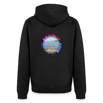 Sie Küste - Er wollte Meer - Unisex Premium Bio Zip Hoodie - Schwarz - Hinten - Nico (187cm)