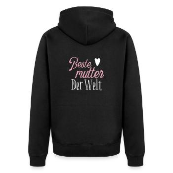 Beste Mutter der welt - Unisex Premium Bio Zip Hoodie - Schwarz - Hinten - Nico (187cm)