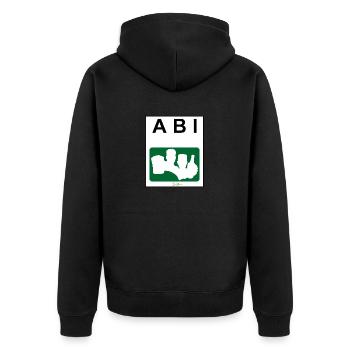 Bier Liga Logo ABI-Treff Jahr Blanko Grün - Unisex Premium Bio Zip Hoodie - Schwarz - Hinten - Nico (187cm)