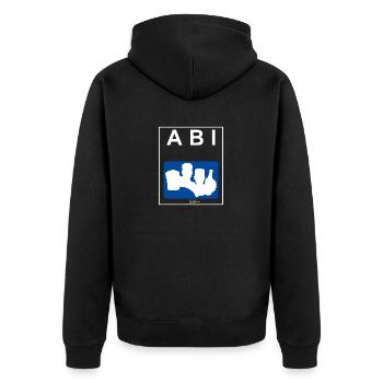 Bier Liga Logo ABI-Treff Jahr Blanko Blau weiß - Unisex Premium Bio Zip Hoodie - Schwarz - Hinten - Nico (187cm)