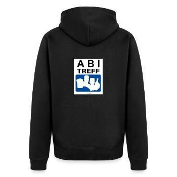 Bier Liga Logo ABI-Treff Jahr Blau - Unisex Premium Bio Zip Hoodie - Schwarz - Hinten - Nico (187cm)