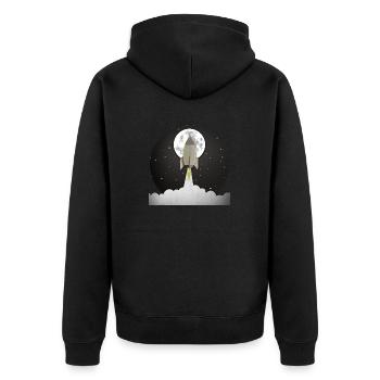 Round old rocket lift off - Unisex Premium Organic Zip Hoodie - black - Back - Nico (187cm)