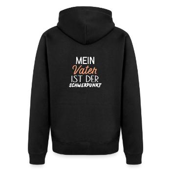 Mein Vater ist der schwerpunkt - Unisex Premium Bio Zip Hoodie - Schwarz - Hinten - Nico (187cm)