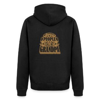 People Call Me Grandpa - Unisex Premium Organic Zip Hoodie - black - Back - Nico (187cm)