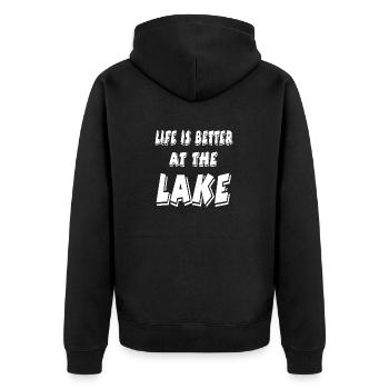 Lake - Unisex Premium Organic Zip Hoodie - black - Back - Nico (187cm)