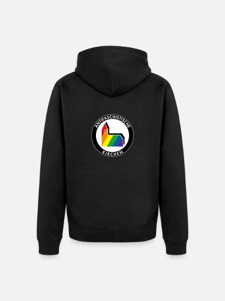 Antifaschistische Kirchen - Unisex Premium Bio Zip Hoodie - Schwarz