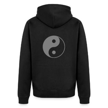Yin Yang gris transparent chakra yoga om dualität - Veste à capuche bio Premium Unisexe - noir - Dos - Nico (187cm)