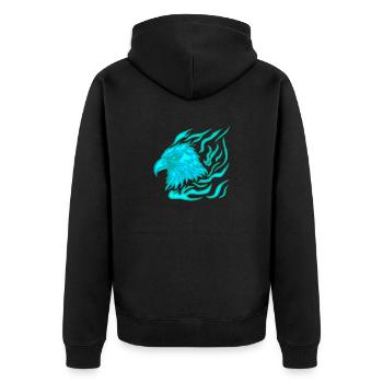 burning blue phoenix with flames - Unisex Premium Organic Zip Hoodie - black - Back - Nico (187cm)