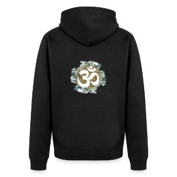 om zeichen gold metal elemente yoga - Unisex Premium Bio Zip Hoodie - Schwarz - Hinten - Nico (187cm)
