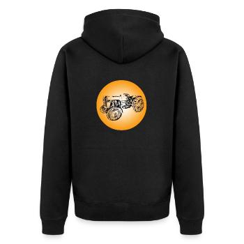 Tractor - Unisex Premium Organic Zip Hoodie - black - Back - Nico (187cm)