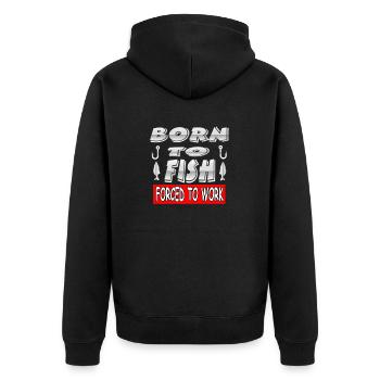 Angling - Unisex Premium Organic Zip Hoodie - black - Back - Nico (187cm)