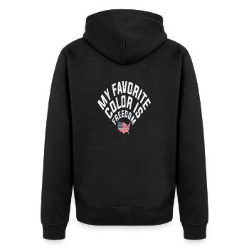 My favorite Color is Freedom - Unisex Premium Bio Zip Hoodie - Schwarz - Hinten - Nico (187cm)