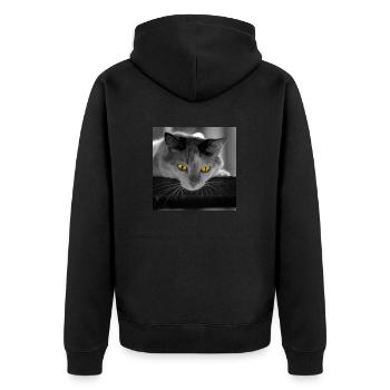 Die Katze - Unisex Premium Bio Zip Hoodie - Schwarz - Hinten - Nico (187cm)