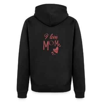 I love mom - Unisex Premium Bio Zip Hoodie - Schwarz - Hinten - Nico (187cm)