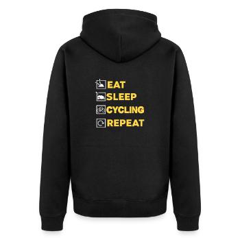 Eat Sleep Cycling Repeat Funny Cycling Designs - Unisex Premium Organic Zip Hoodie - black - Back - Nico (187cm)