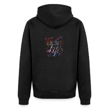 Denken Sie über den Tellerrand hinaus positive Gedanken glücklich - Unisex Premium Bio Zip Hoodie - Schwarz - Hinten - Nico (187cm)