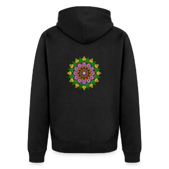 Manu Mandala - Unisex Premium Bio Zip Hoodie - Schwarz - Hinten - Nico (187cm)