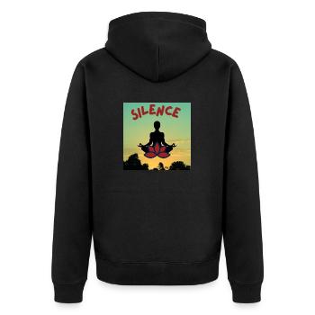 Stille Meditation - Unisex Premium Bio Zip Hoodie - Schwarz - Hinten - Nico (187cm)