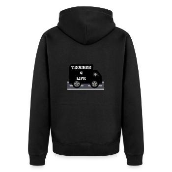 trucker 4 life - Unisex Premium Bio Zip Hoodie - Schwarz - Hinten - Nico (187cm)